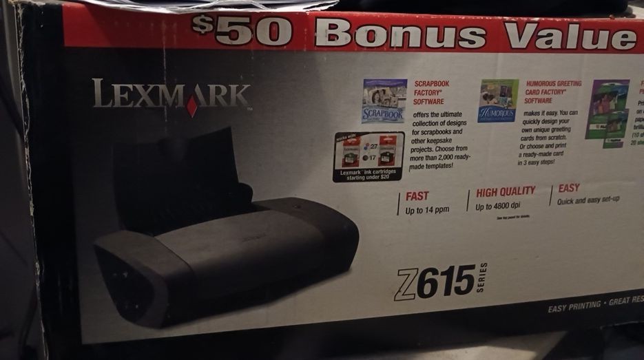 Lexmark Z615 Inkjet Printer Color 4800 x 1200 dpi Printer Open box TESTED