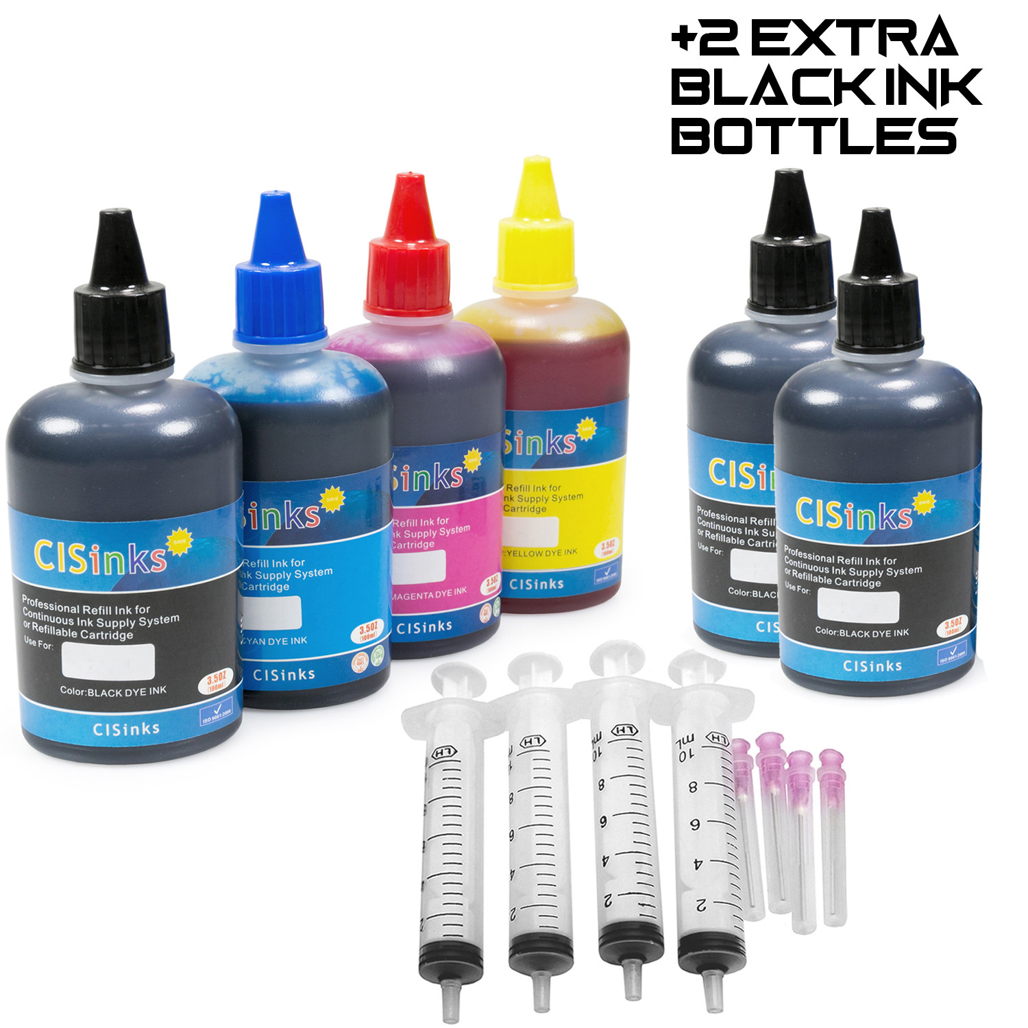 Non-OEM Universal Premium Refill Ink Bottles for CISS Refillable HP