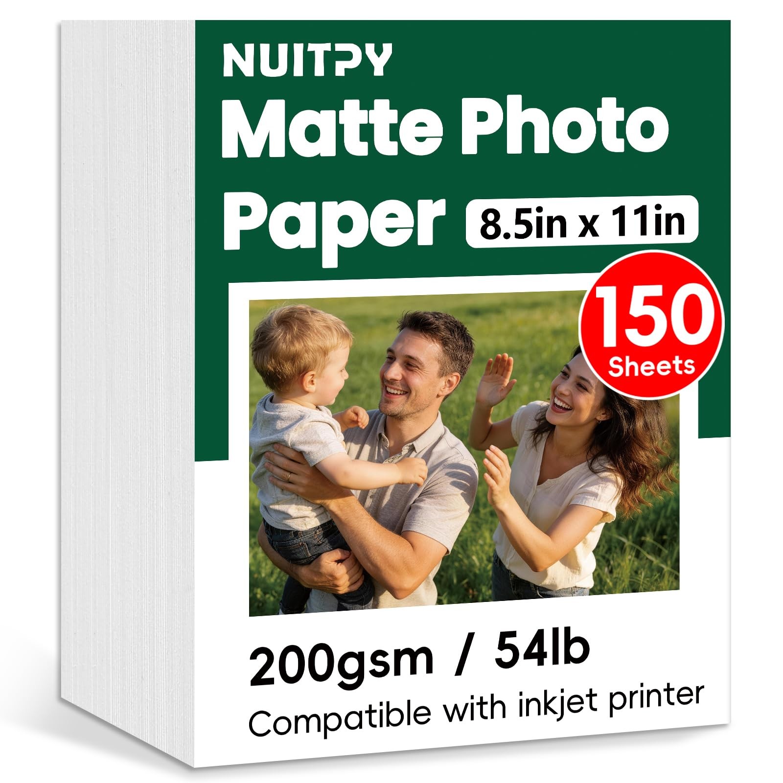 150 Sheets Matte Photo Paper 8.5×11 Inch Inkjet Printer Picture 200gsm 54LB