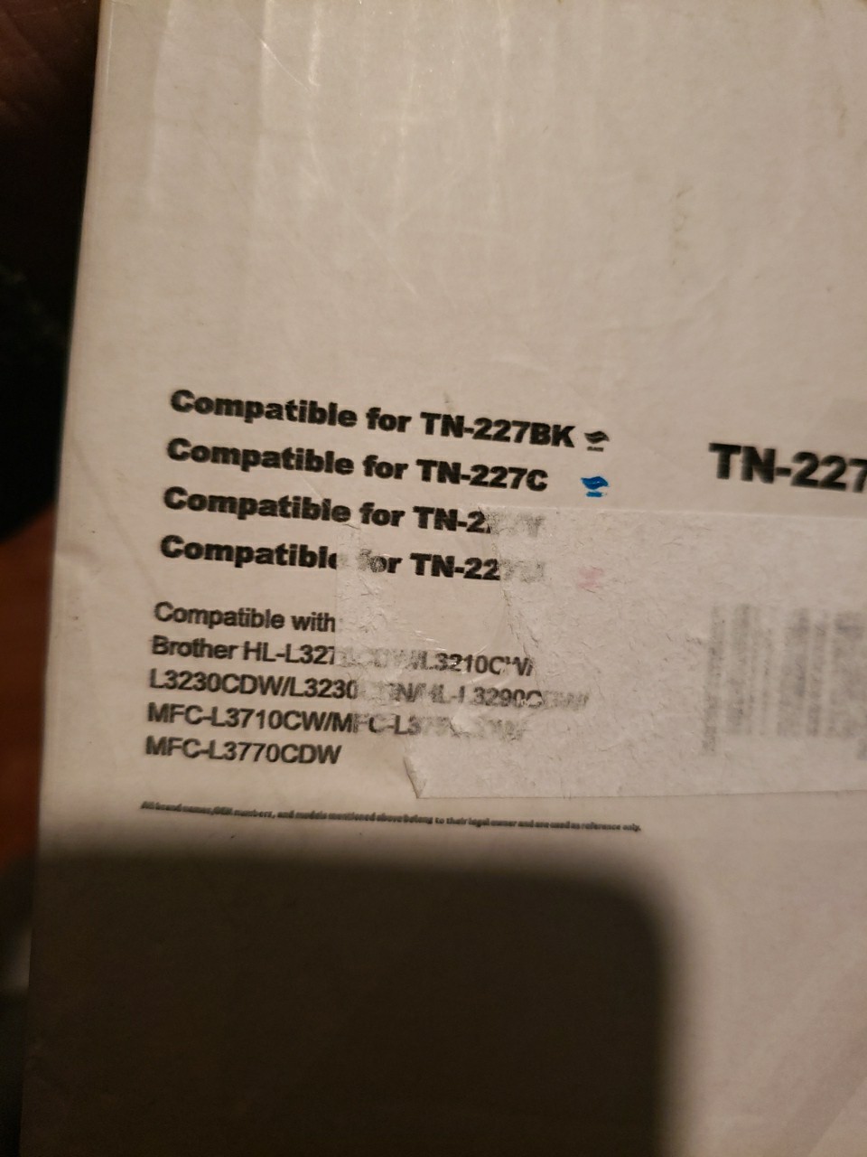 4pk TN227 Toner Cartridges for Brother HL-L3270CDW/L3210CW/L3230CDW MFC-L3770CDW