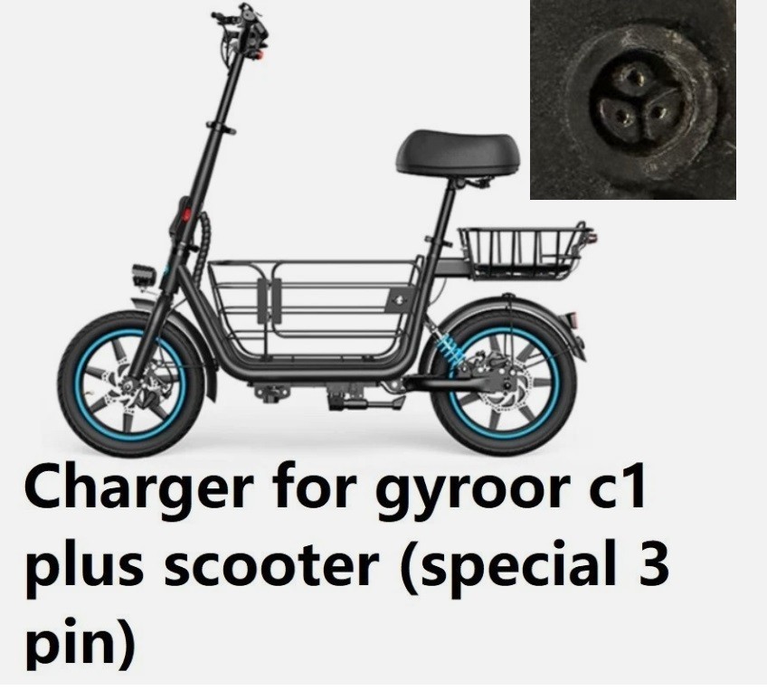🔥battery Charger for Gyroor c1 plus / R1 PRO scooter (CiQGY) special 3 pin