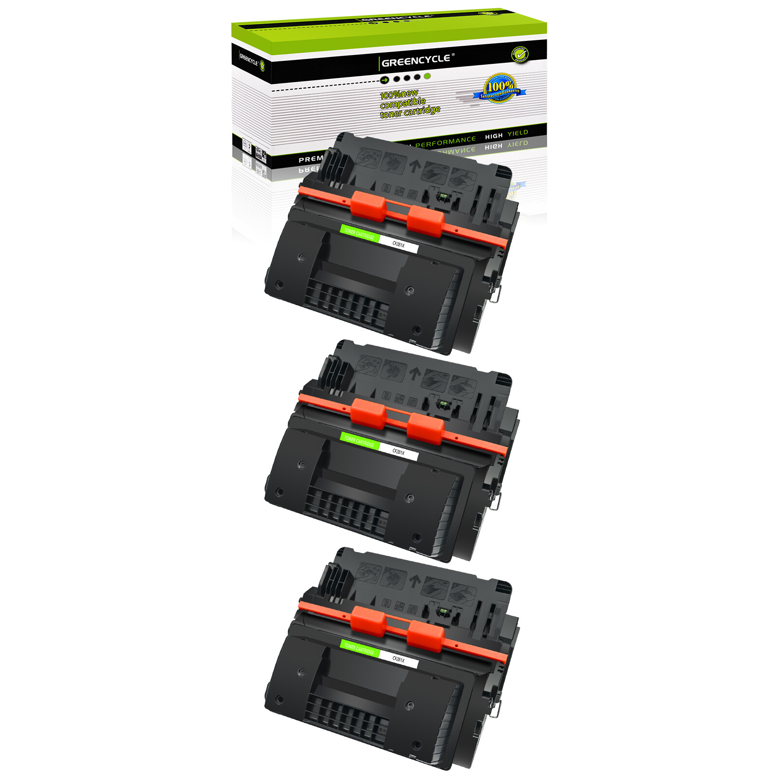 3PK CF281X 81X Black Toner Cartridge Fit For HP Laserjet MFP M606dn M606x M630dn