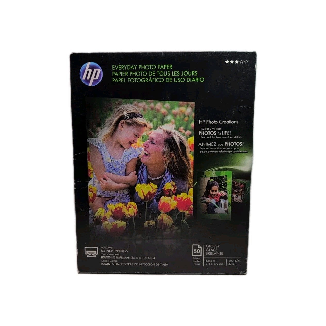 HP Everyday Inkjet Photo Paper 50 Sheet Pack Glossy 8-1/2 x 11 Q7823A – NIB