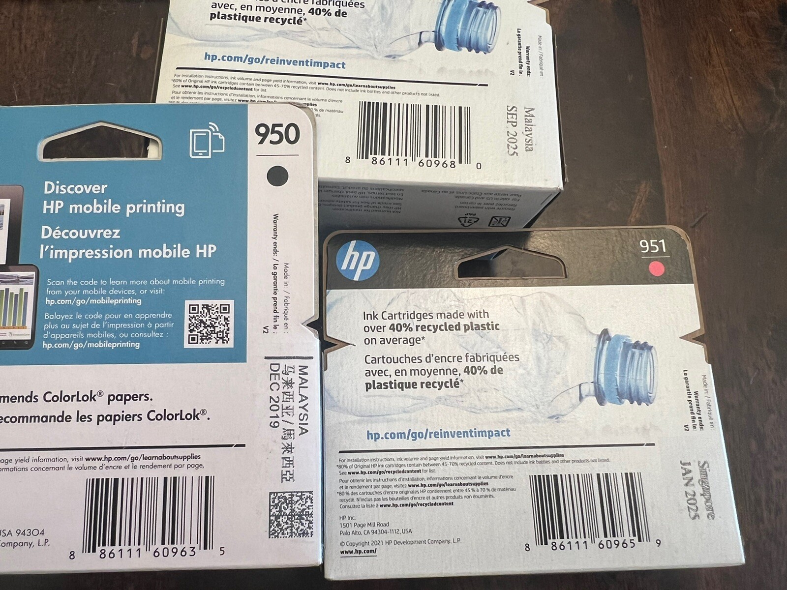 3 -pack HP GENUINE 951XL 950 Black 951 Color INK OFFICEJET PRO 8630 Sealed