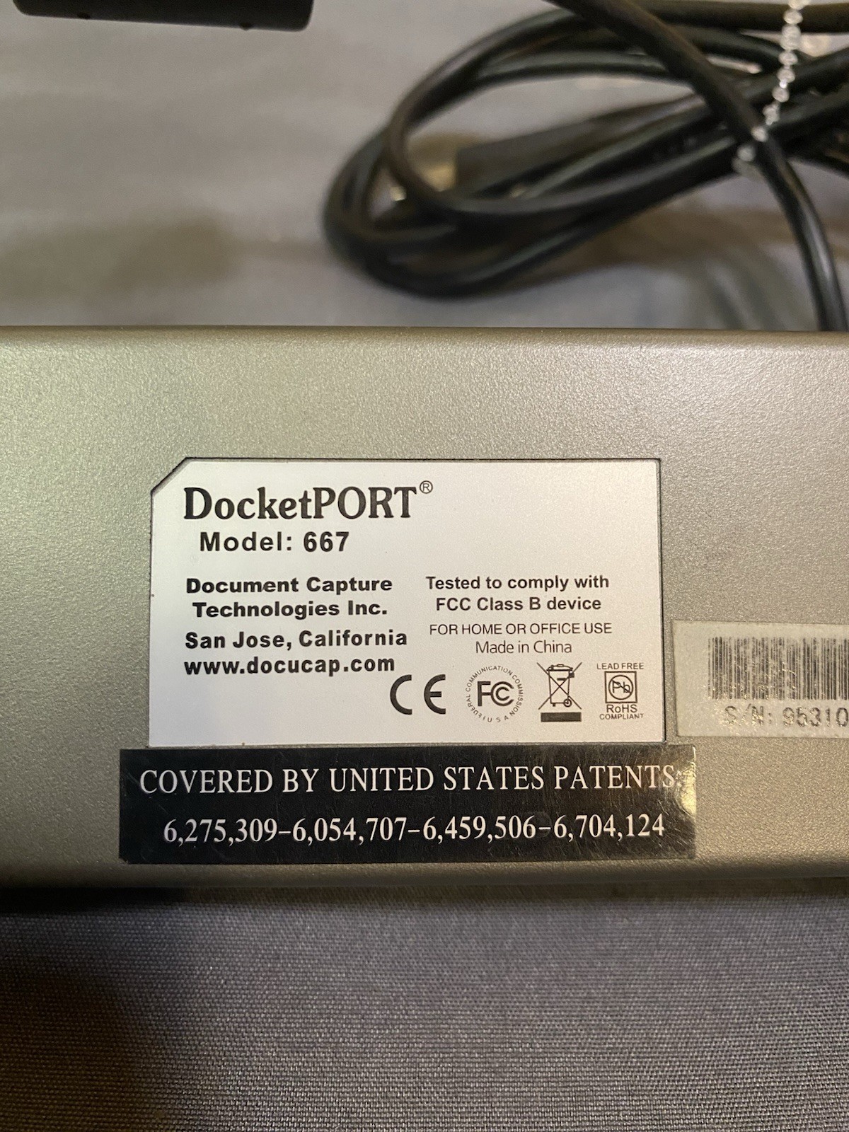 DocketPORT 667 Simplex Card Scanner USB Powered w/ USB Cable