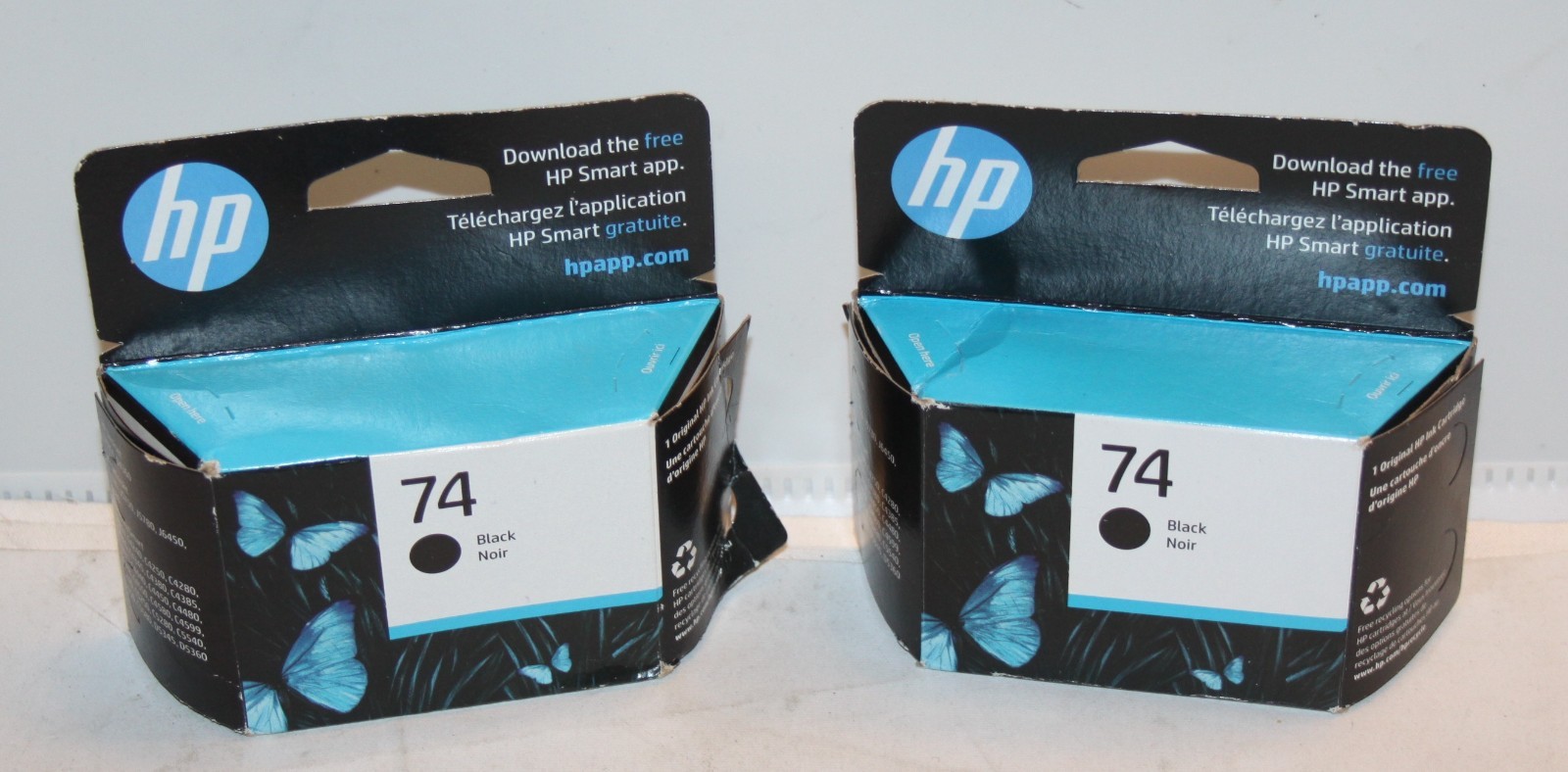 2 HP 74 Original Black Noir Ink Cartridge expire 2026, 2027