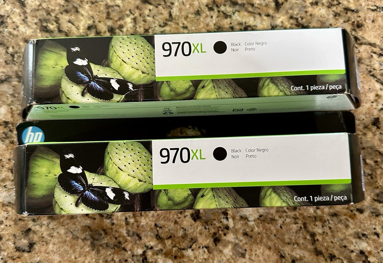 Lot of 2 HP 970XL Genuine Ink , Black Fresh Ink Exp. January 2027