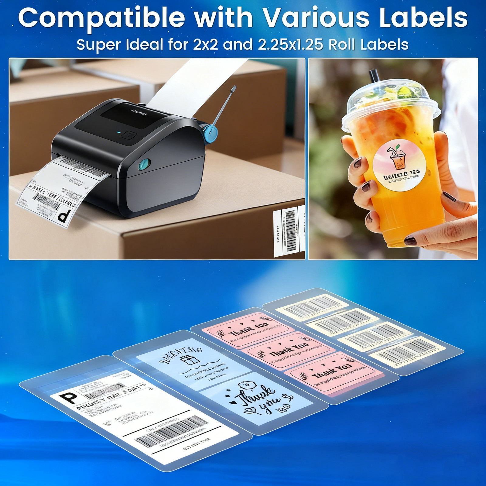 Shipping Label Printer Bluetooth 4×6 Printer for Thermal Label USPS FedEx UPS