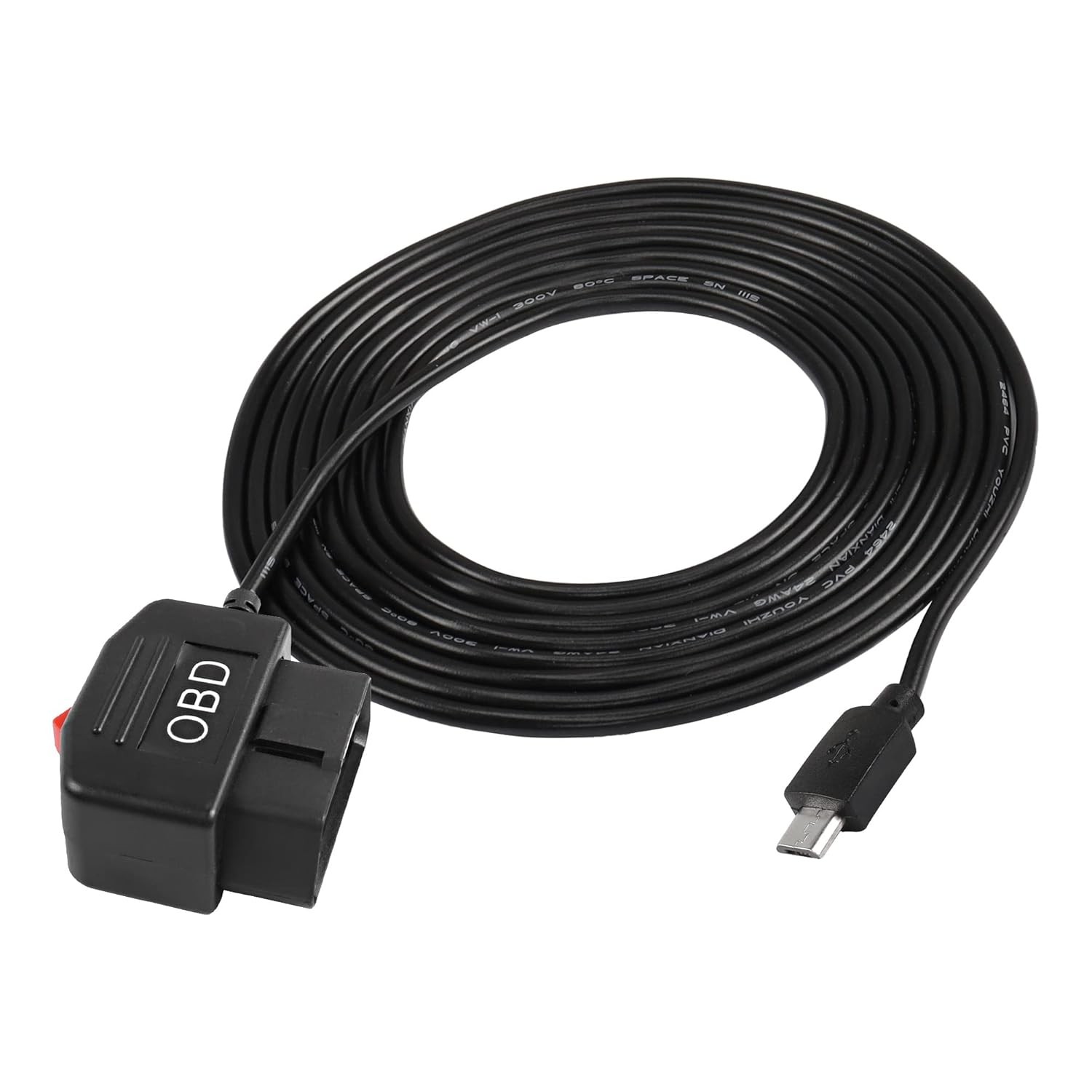 OBD/OBD2 to Micro USB Power Cable for Dash Camera OBDII Power Cable Adapter Char