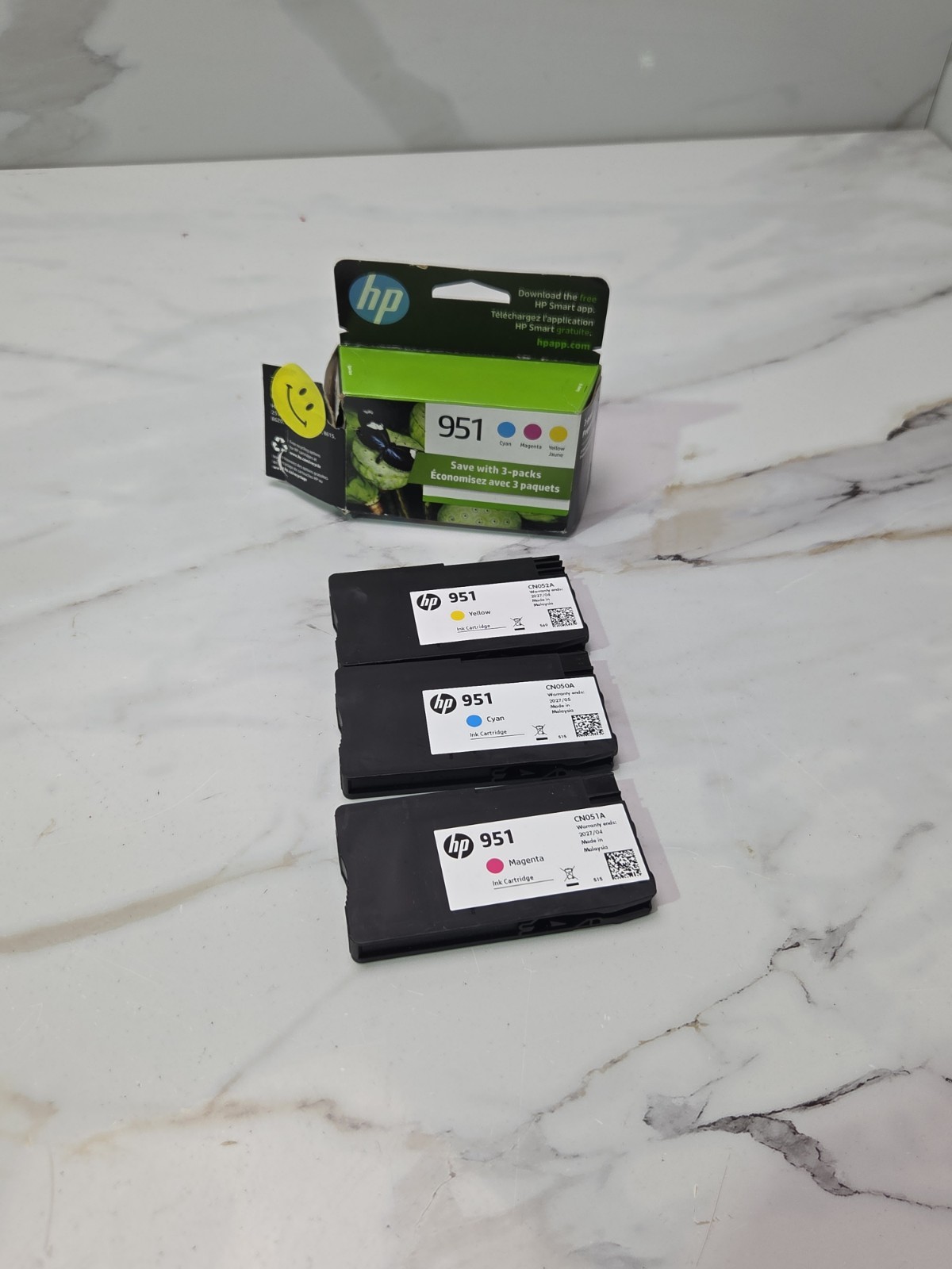 Genuine HP 951 3-Pack Tri-Color Ink Cartridge – Exp Apr 2027 – open box unused