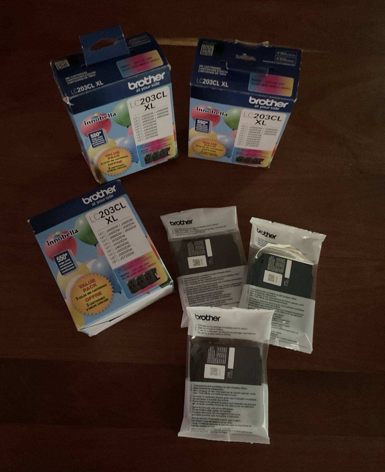 BROTHER GENUINE LC203CL XL 3-PACK COLOR INK CARTRIDGES NEW