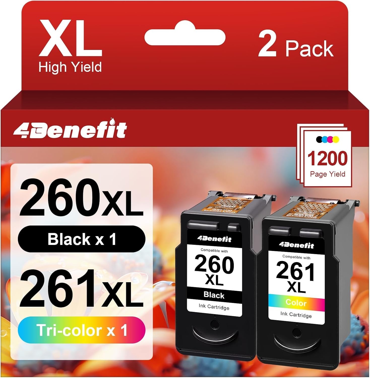 260XL 261XL Ink 2-Pack for Canon PIXMA TS6420 TR7020 TS5320 Black & Color