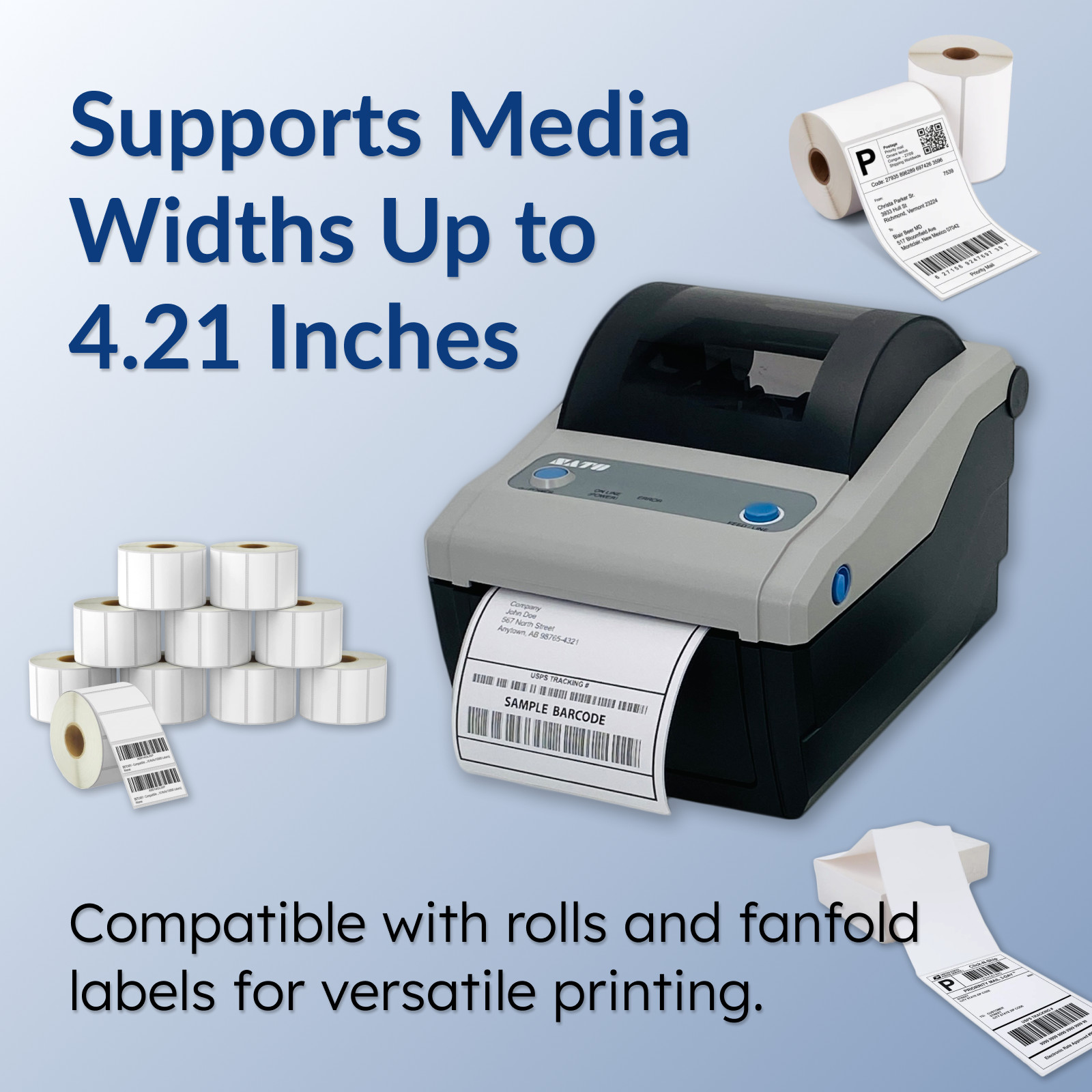 SATO CG412DT Fast Portable Direct Thermal 4×6 Label Printer 300 dpi LAN USB