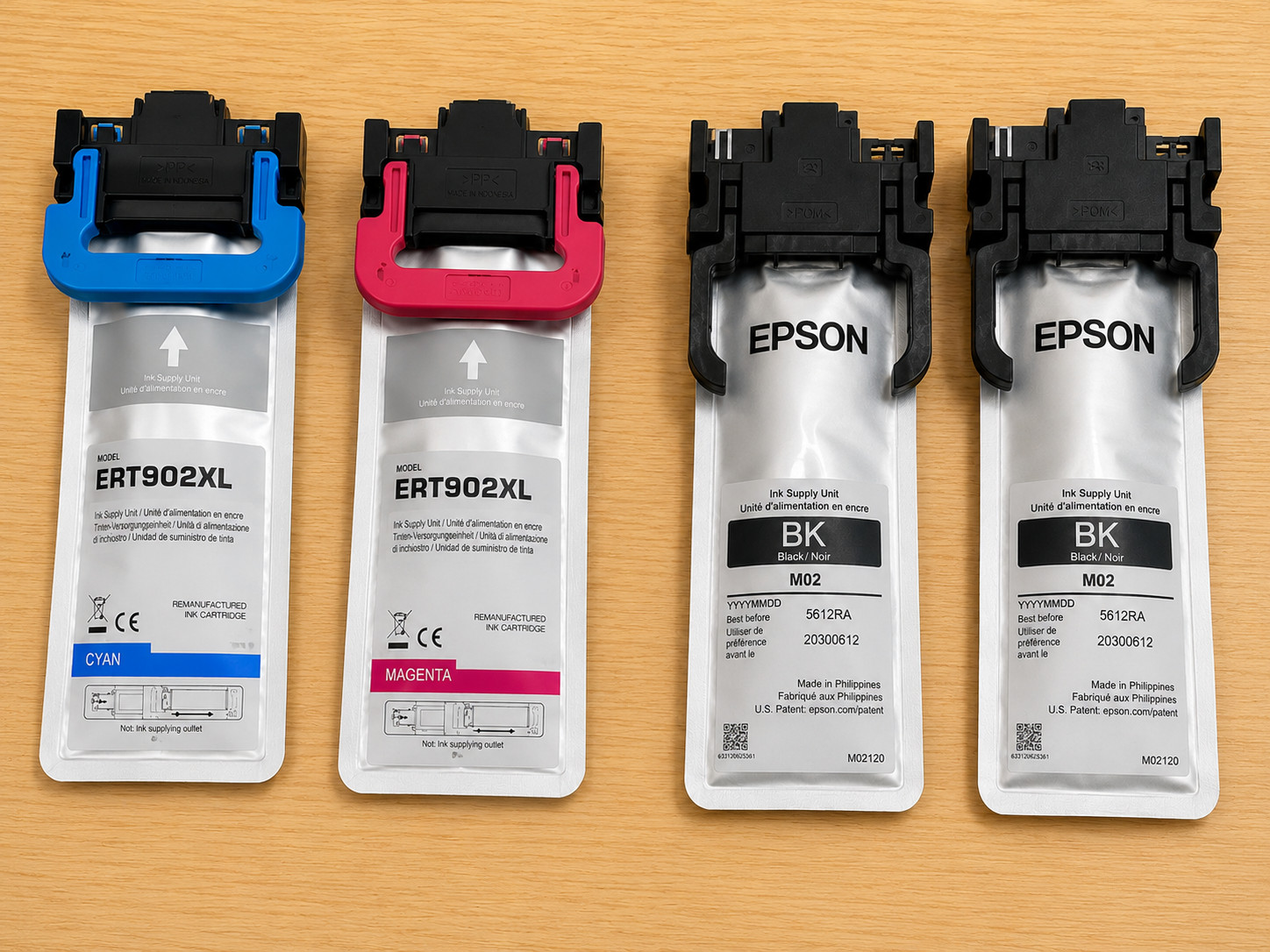 4 Epson WF-M5899 Ink Supply Units M02 BK + ERT902XL Cyan Magenta Reman Lot