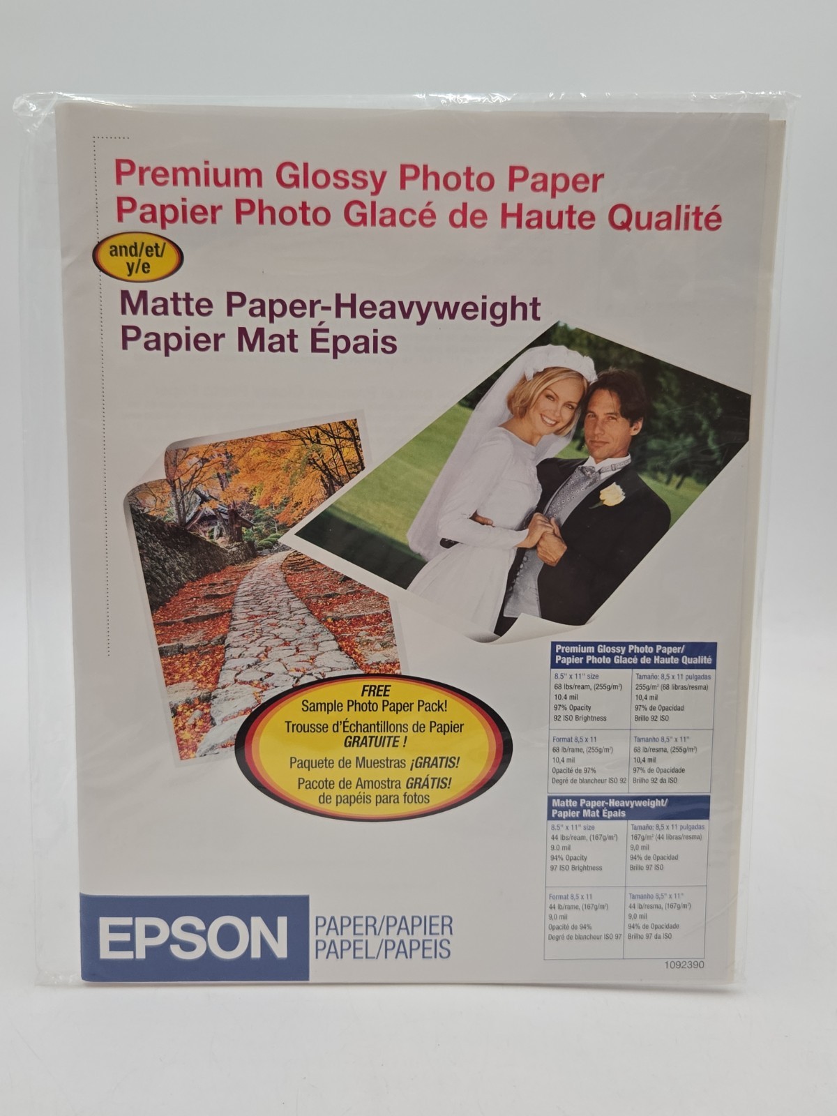 Espon Premium Photo Paper 68lbs High Gloss 8 1/2 by 11 20 sheets