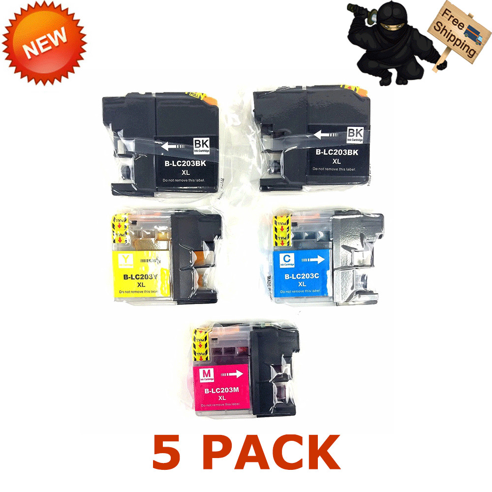 5Pack LC203BK LC203C LC203M LC203Y LC203CL XL High Yield Brother Ink Cartridge
