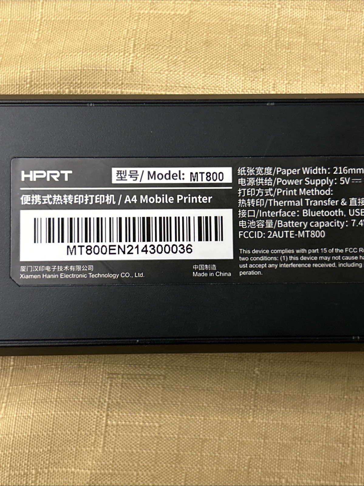 HPRT A4 Portable Printer Bluetooth 8.5×11″ MT800: IOS, Android, Windows+2Ribbons