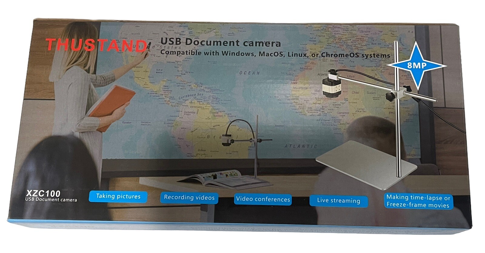 Document Camera Thustand XZC100 USB 8MP WINDOWS, MaxOS, Linux, Or ChromeOS