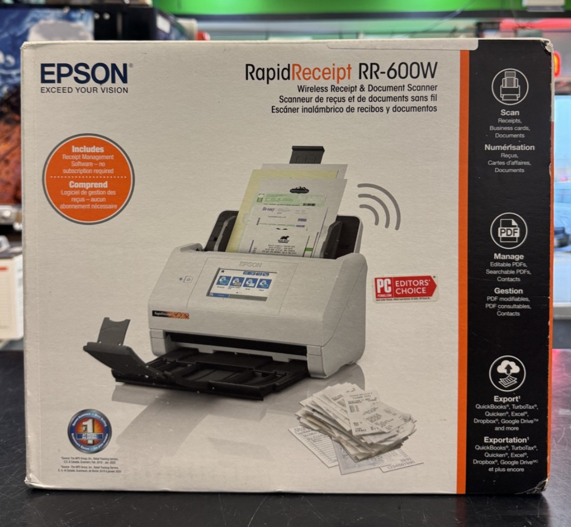 Epson RR-600W RapidReceipt Wireless Receipt and Desktop Document Scanner