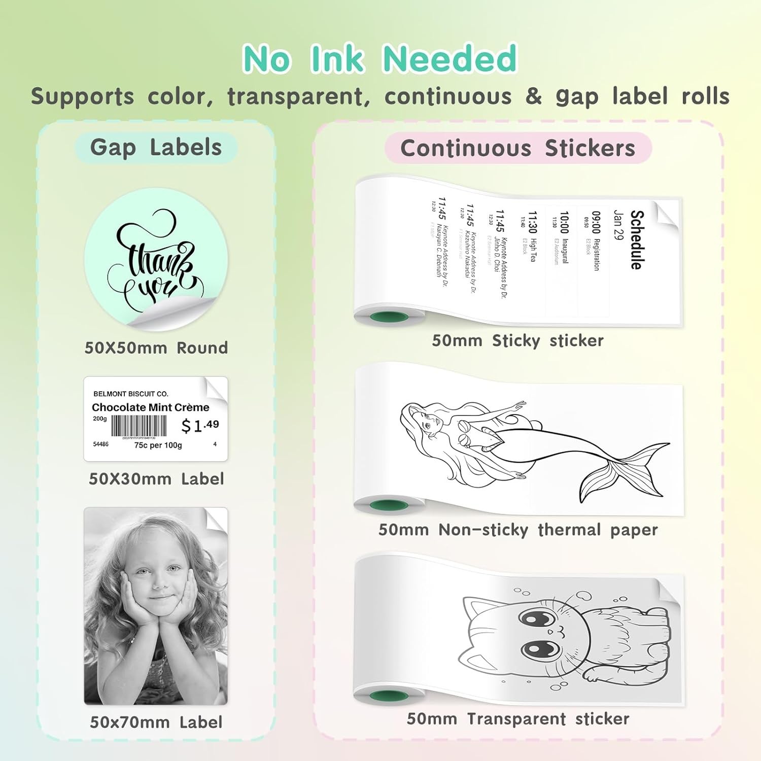 Inkless Bluetooth Label Maker Machine for DIY Crafts,with 2 Rolls Sticker Paper