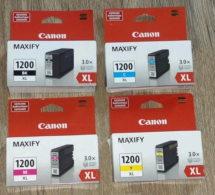 CANON MAXIFY 1200 HIGH YIELD XL INK CARTRIDGE SET BLACK CYAN MAGENTA YELLOW NEW