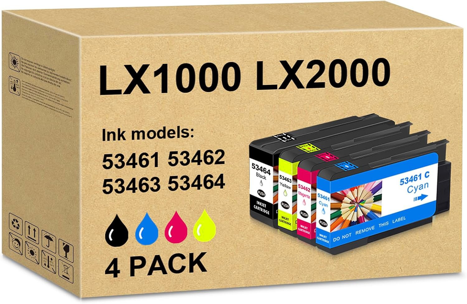 4 Pack LX1000 LX2000 Ink Cartridges for Primera 53461 53462 53463 53464 र