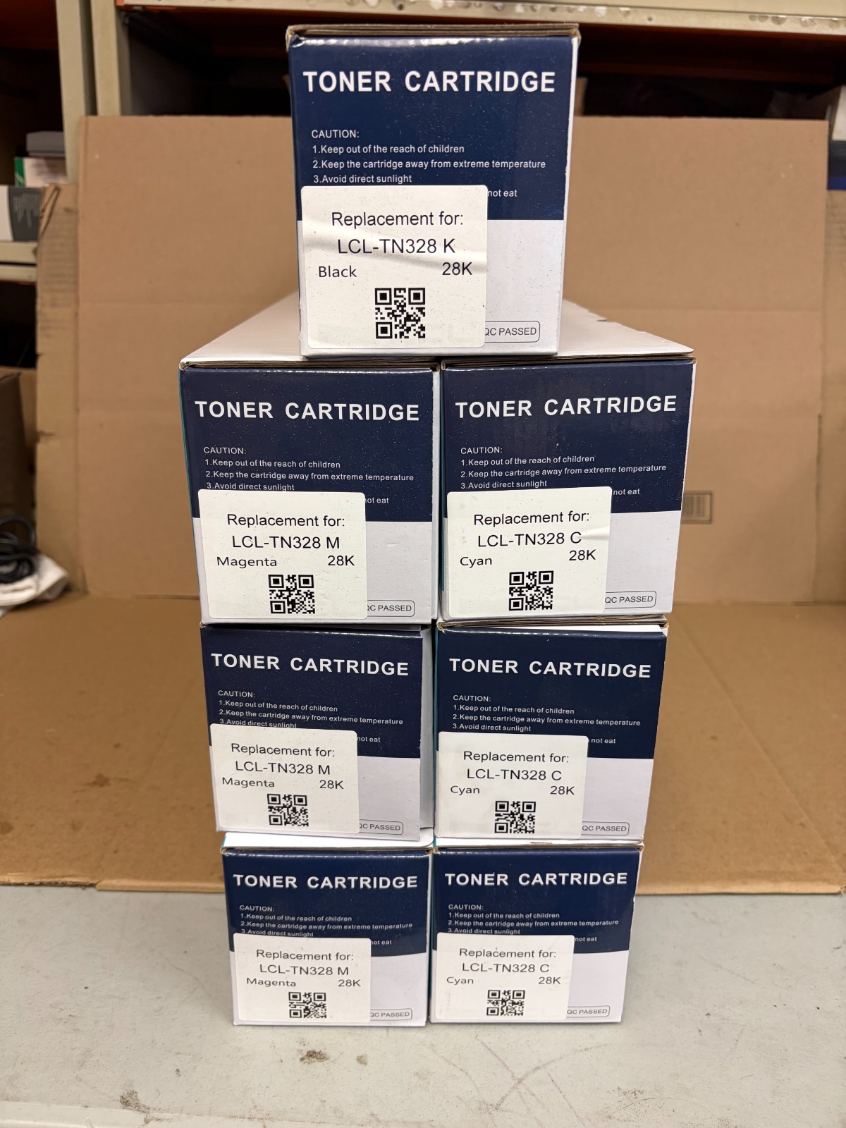 LCL TN328 Toner Cartridge lot of 7 Pack C(3) M(3) K(1) Cyan Magenta Black Sealed