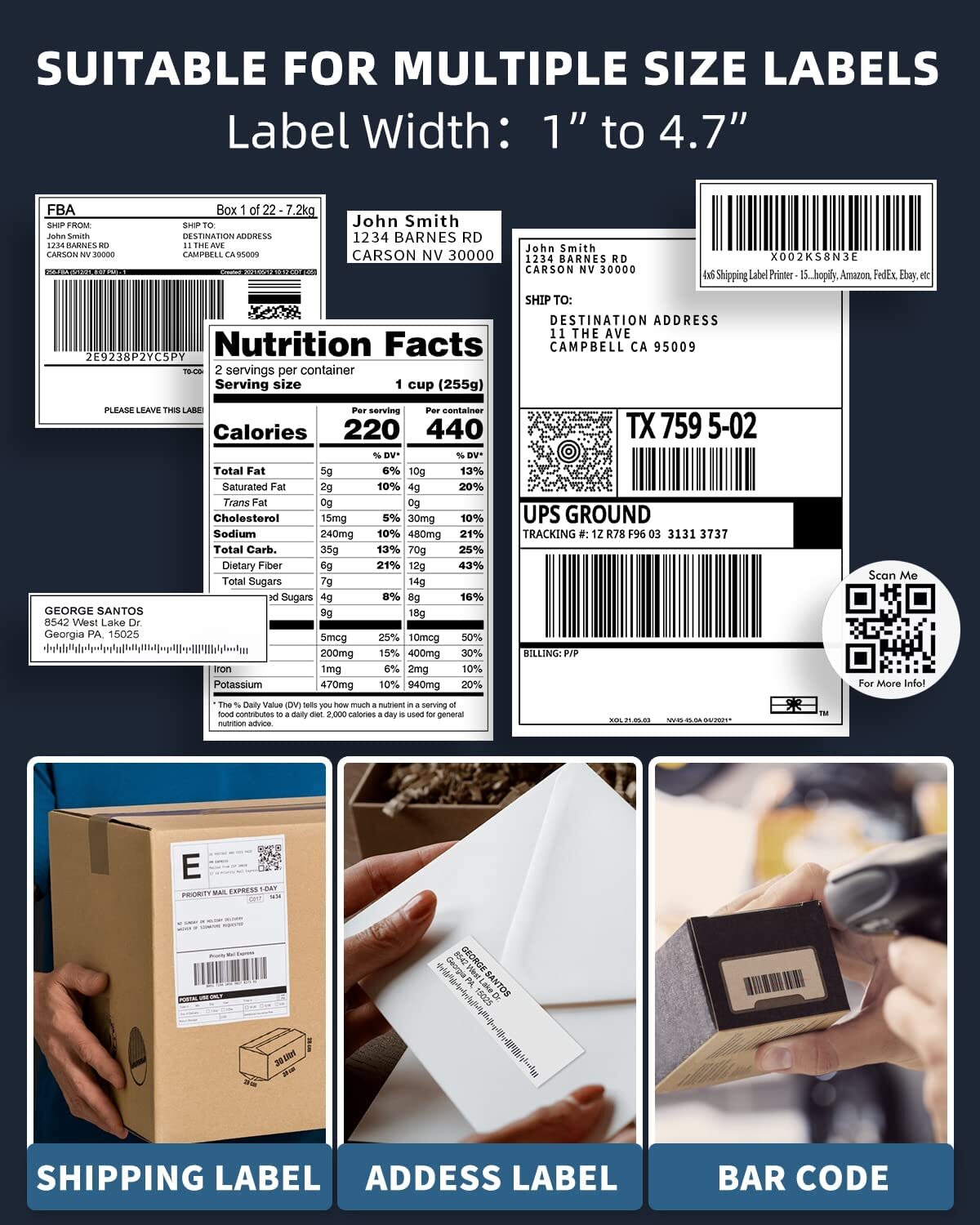 Phomemo Bluetooth Thermal Shipping Label Printer 4×6 for Amazon Label Maker Lot