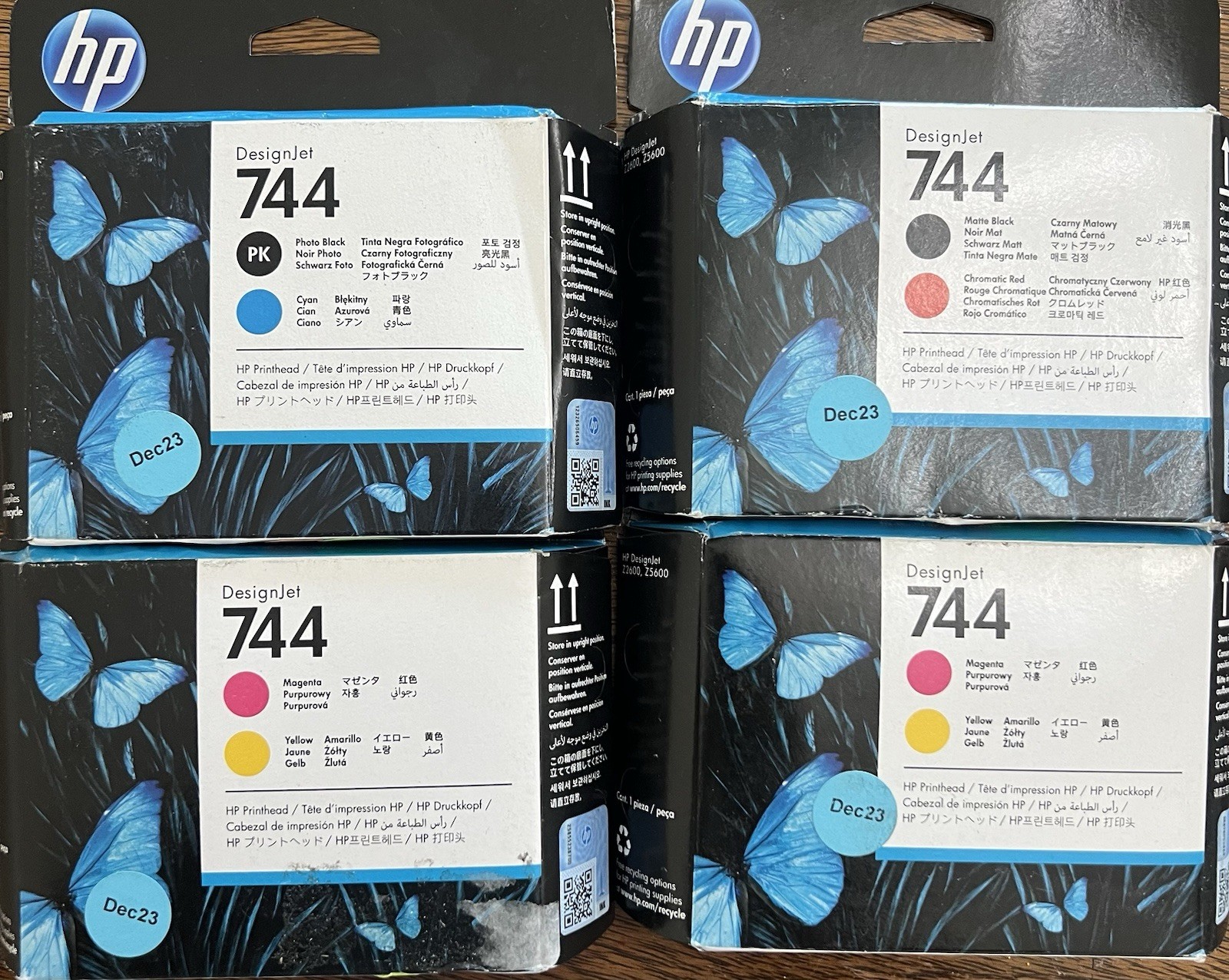 4 GENUINE SET HP 744 PRINTHEAD DESIGNJET Z2600 Z5600 1 F9J86A 2 F9J87A 1 F9J88A