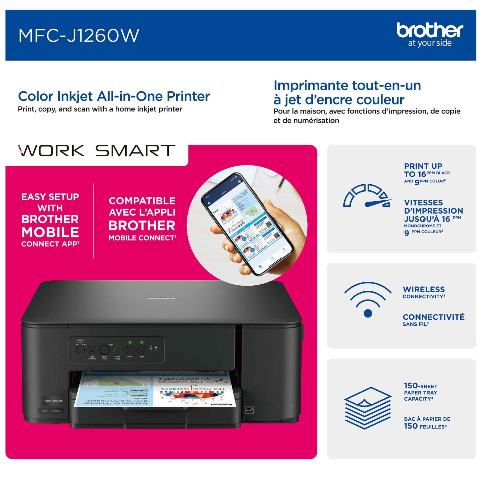 Brother Work Smart MFC-J1260W WiFi Printer Scanner Copier FREESHIP
