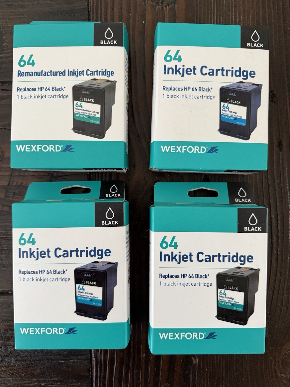 Wexford 64 Black Inkjet Cartridge HP Envy Photo Tango X Compatible lot of 4 NEW