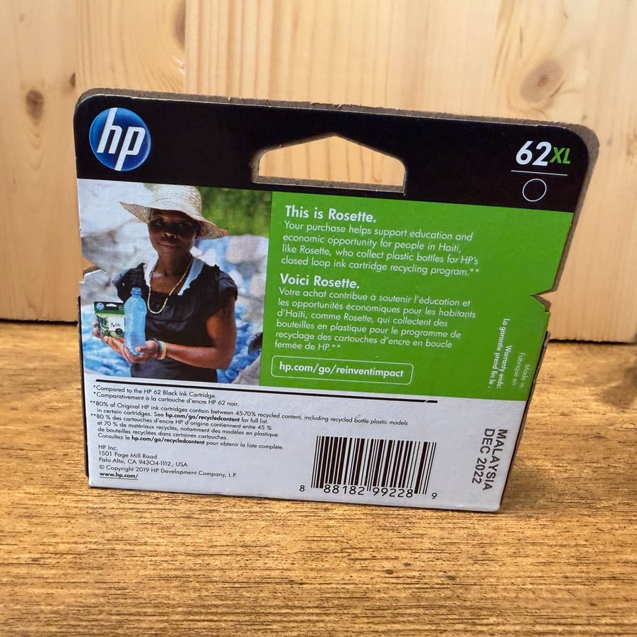 New HP 62XL Black Ink Cartridge High Yield C2P05AN Exp Dec 2022