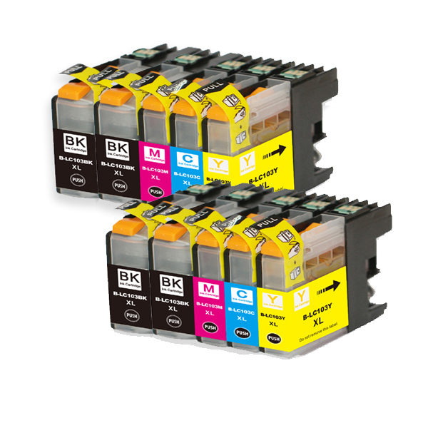 10 PK XL Ink Cartridge Set + smartchip for Brother LC101 LC103 J650DW J870DW