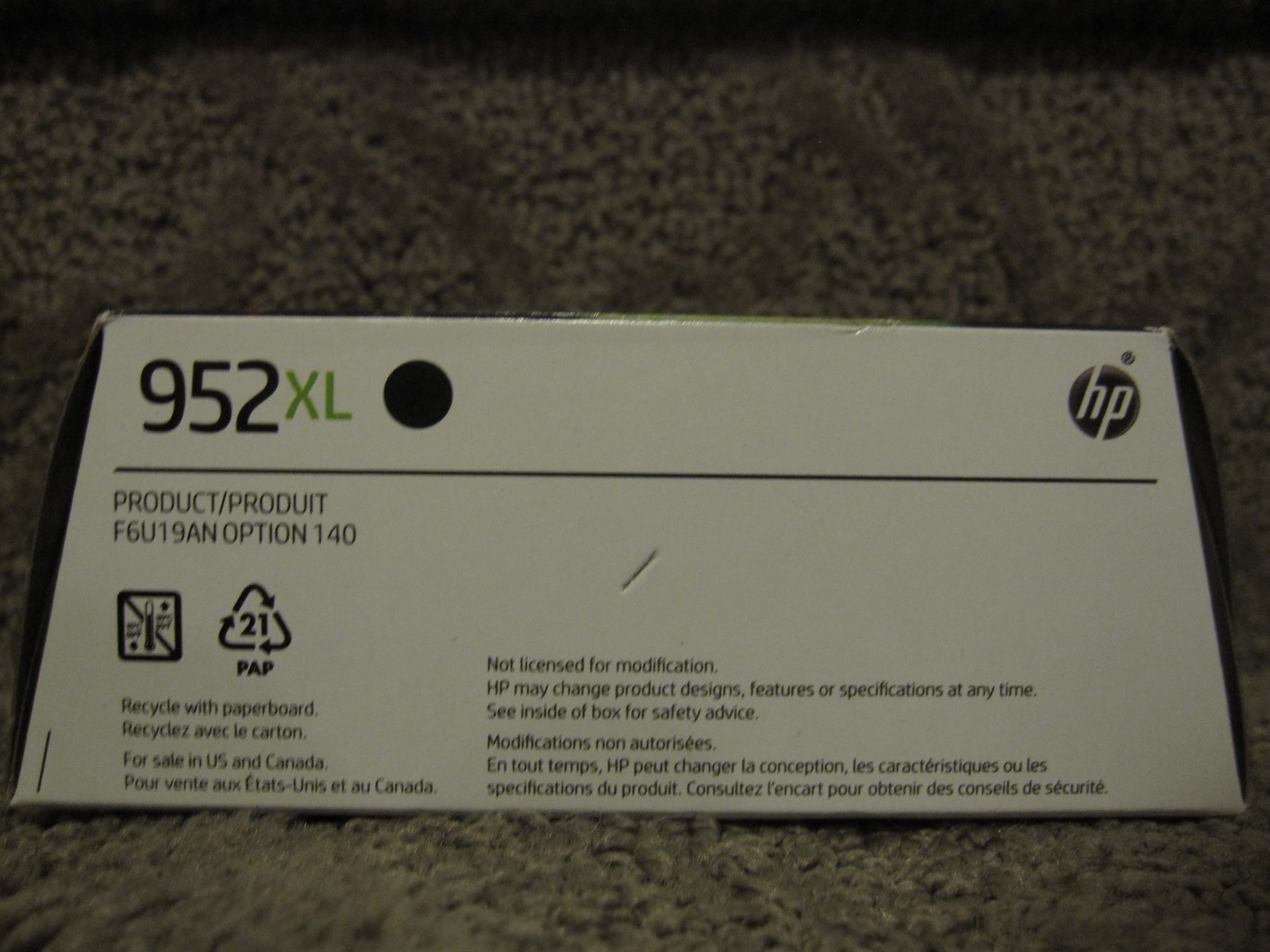 HP F6U19AN Black Ink Cartridge Genuine OEM NEW # 952XL 952 NOV/2026