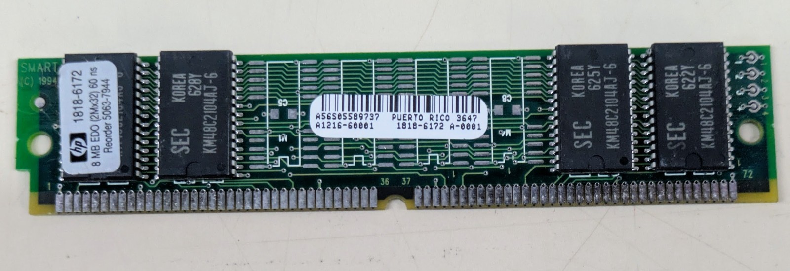 HP A1216-60001 1818-6172 5063-7944 8MB EDO 60NS SIMM 72 PIN DESIGNJET PRINTER