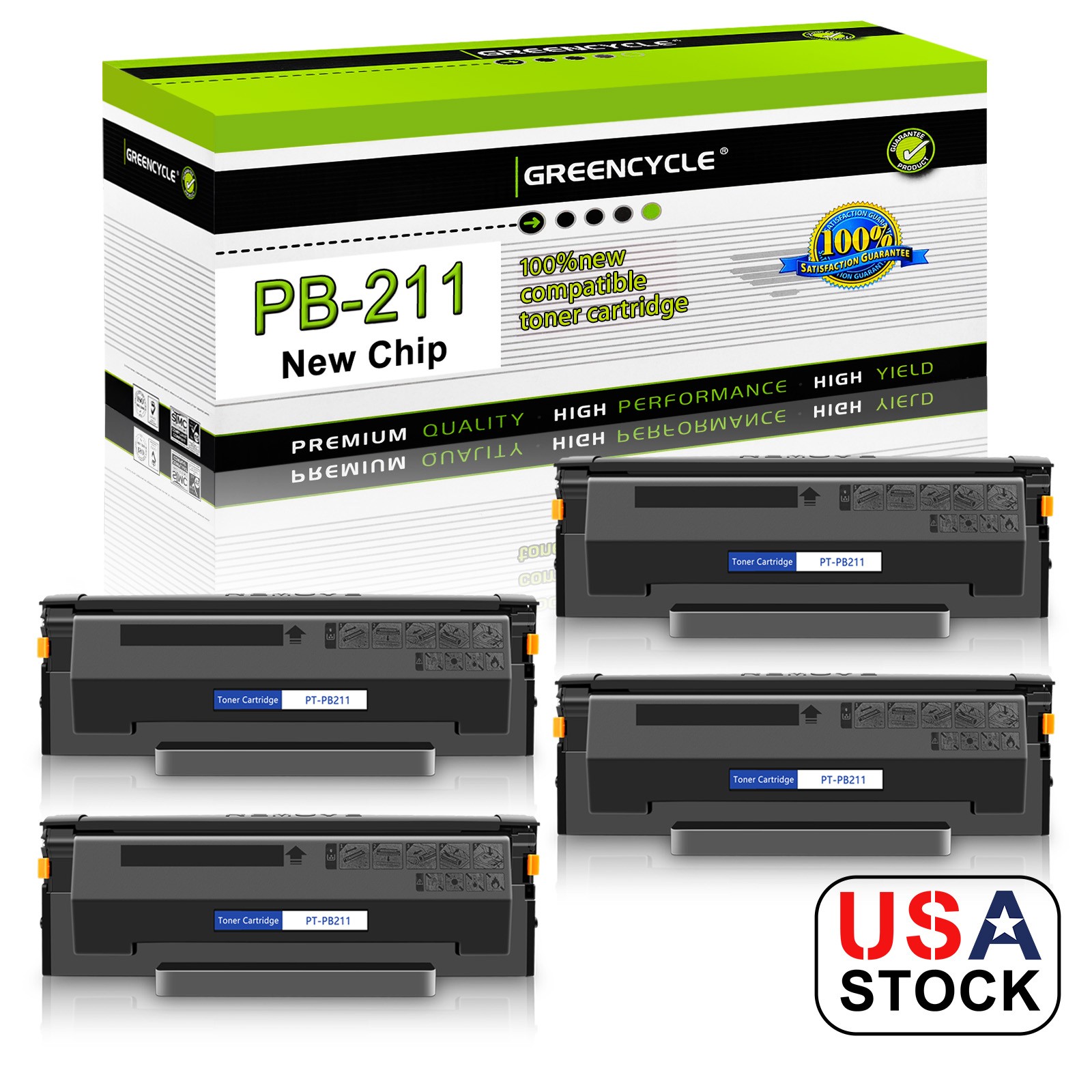 GREENCYCLE 4PK PB-211 Toner Cartridge Fit for Pantum M6550 M6550W M6550N P2502W