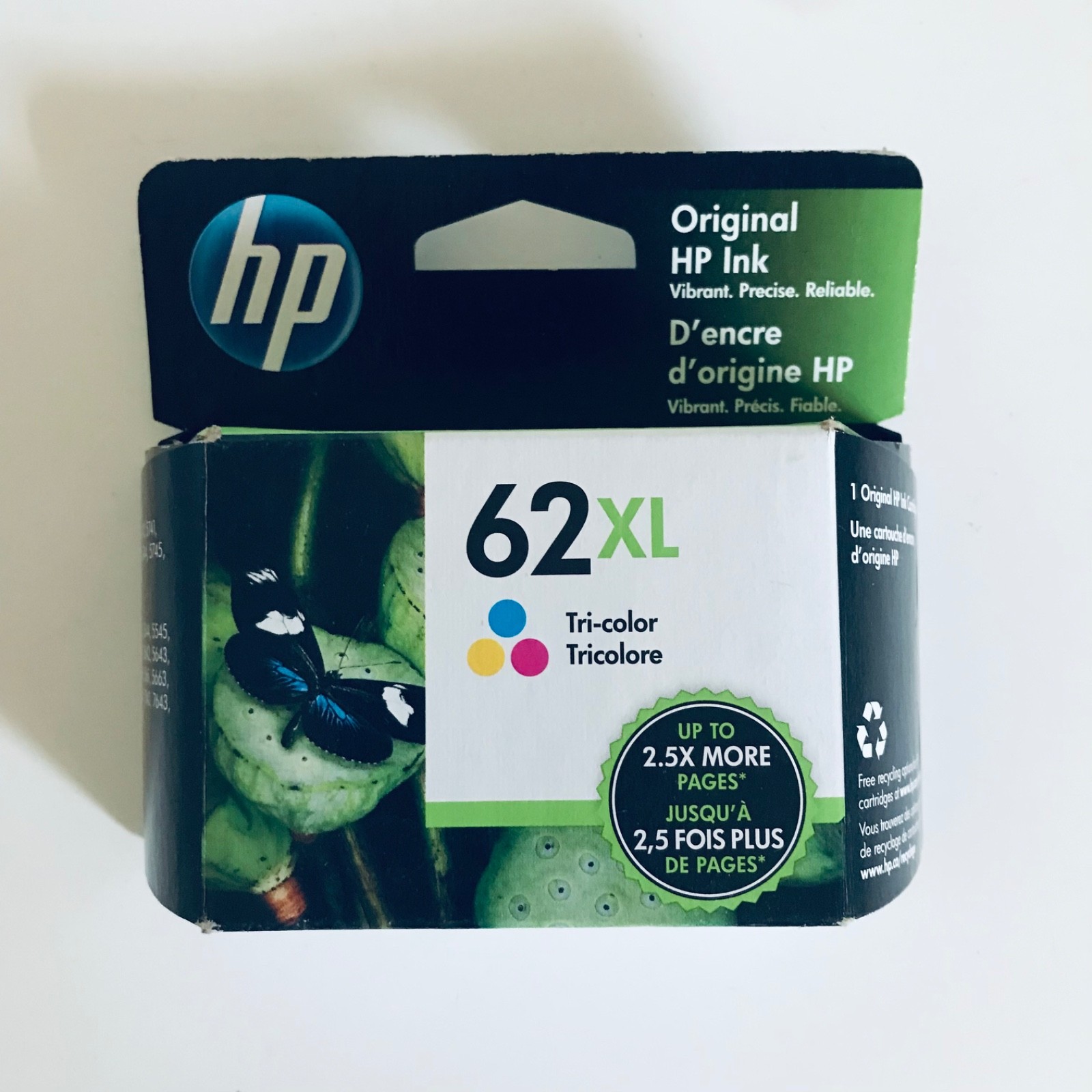 HP 62XL Tri-Color Ink Cartridge High Yield Genuine C2P07AN Sealed OEM Dated 2023