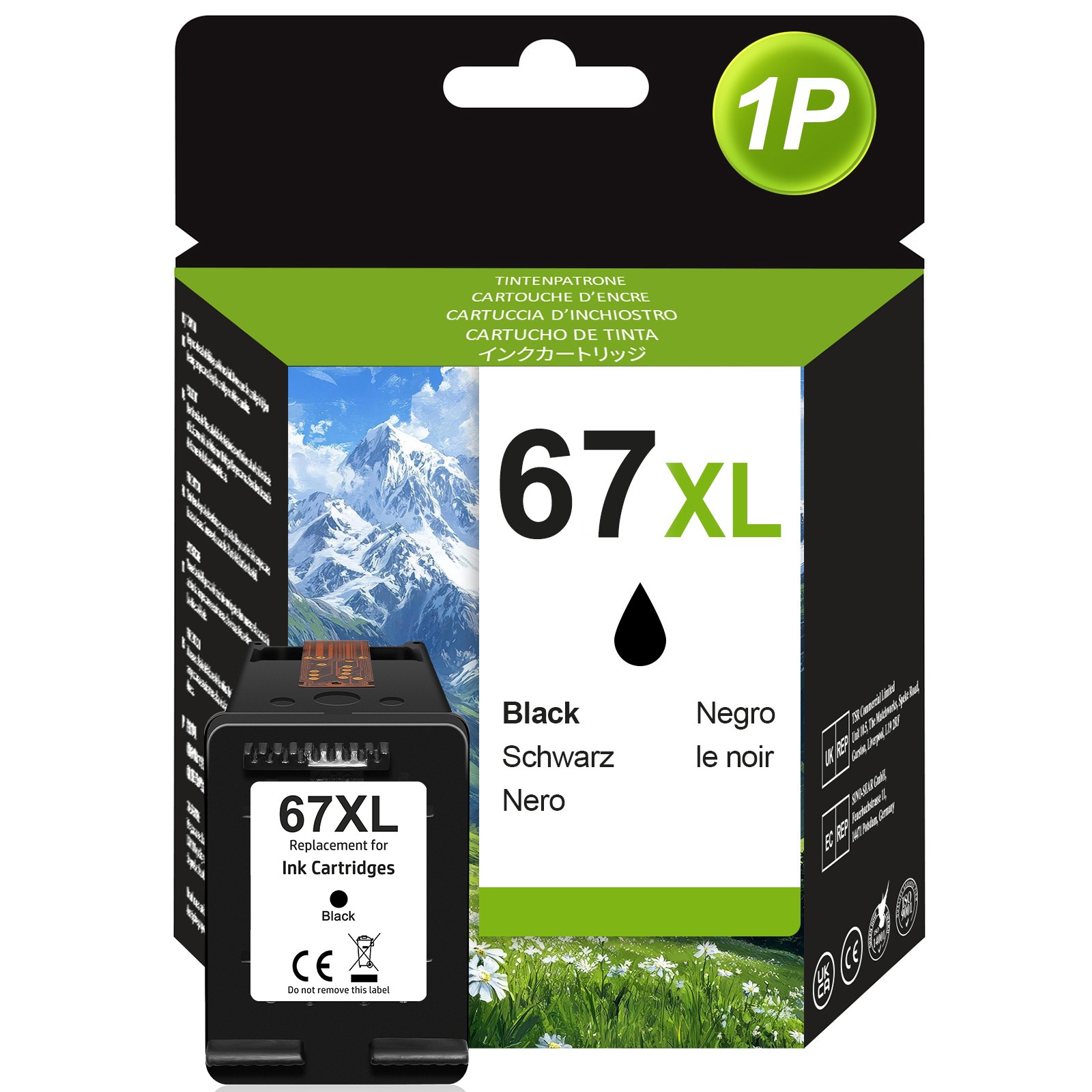 1-3PK 67-XL 67XL XXL Black Color Ink for HP Deskjet 4158e Plus 4122 4132 4155e