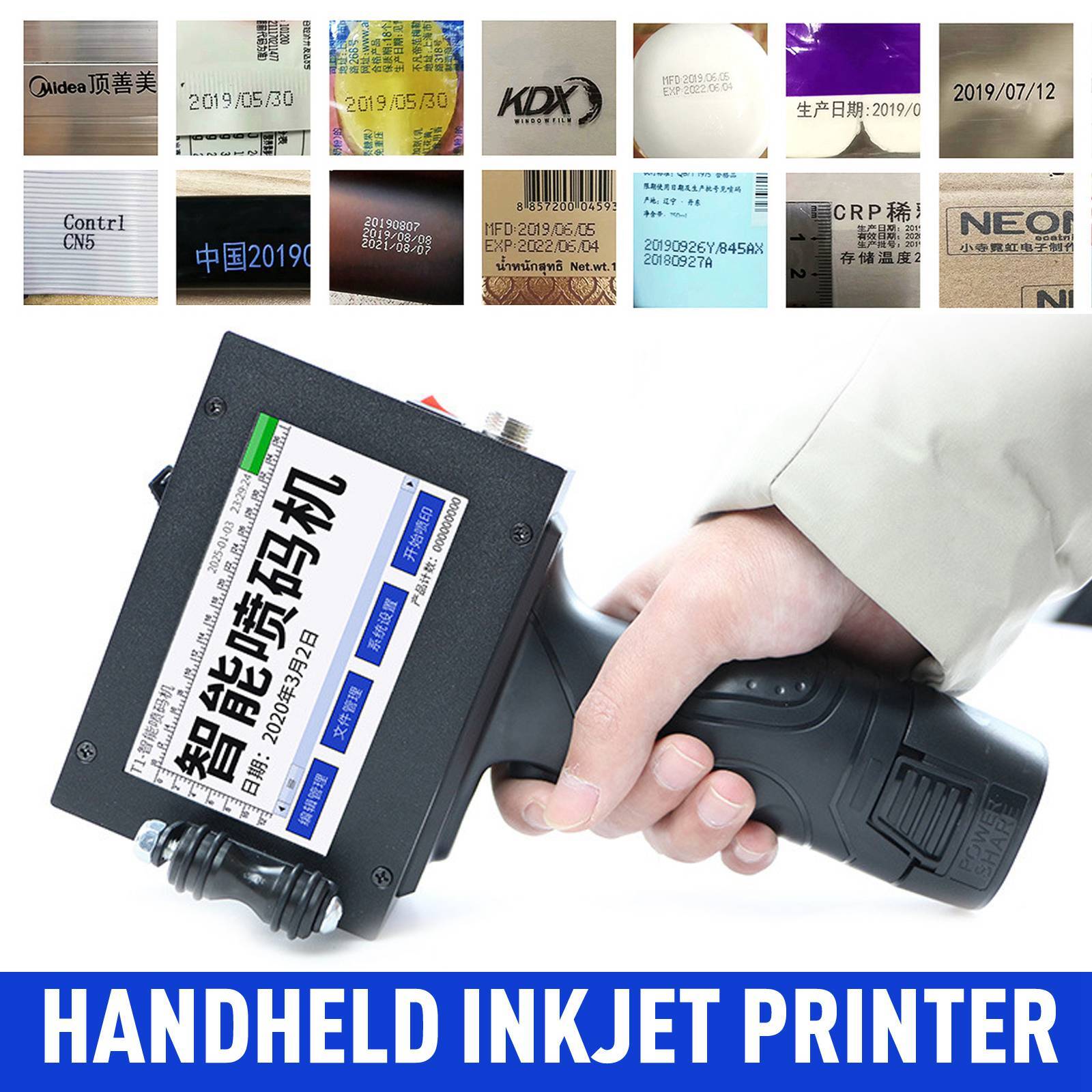 Handheld Inkjet Printer Ink box Smart Date QR Code Barcode Logo Label Machine