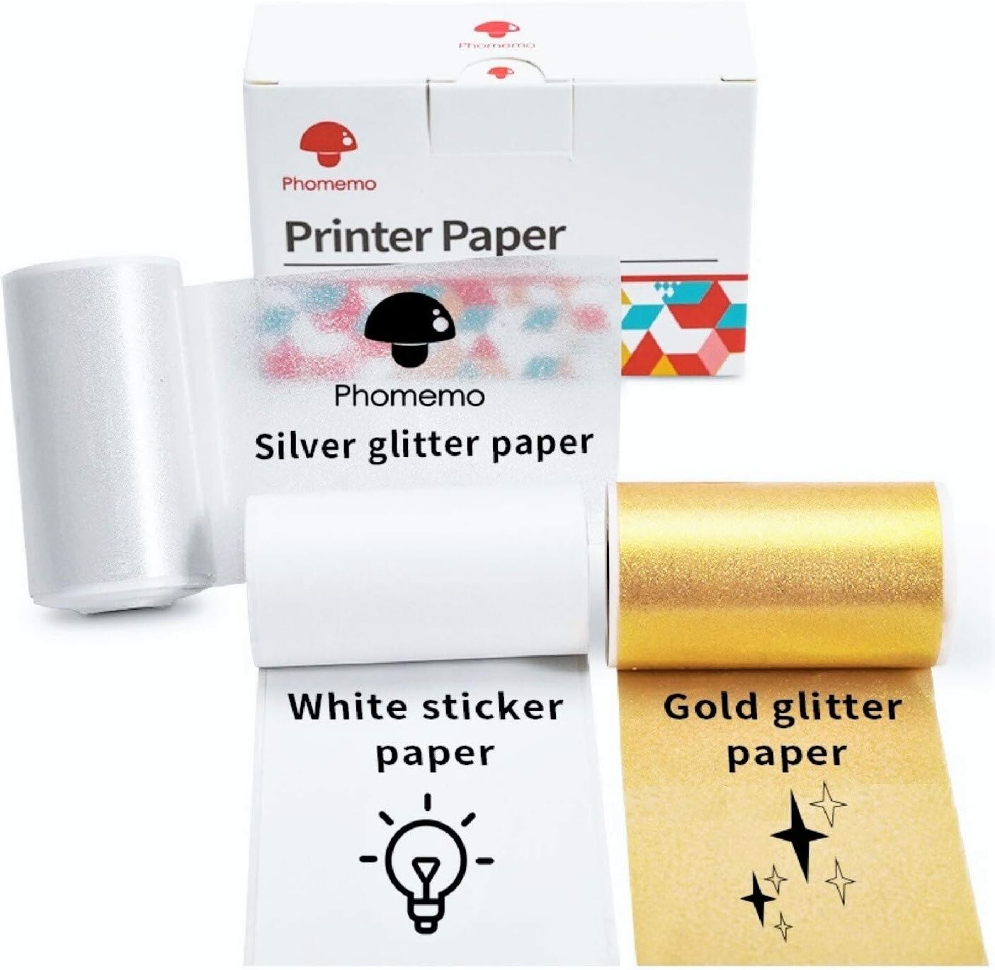 3Roll Phomemo Adhesive Thermal Sticker Paper for Thermal Sticker Printer M02/T02