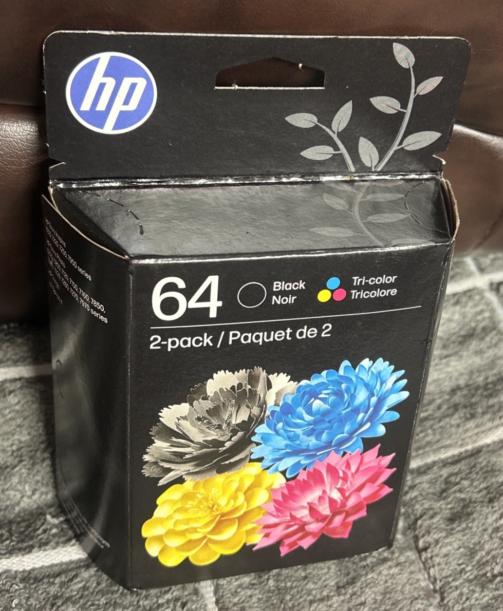 Genuine HP 64 Blk+Col Ink Cartridge Exp. 10/2027 New Sealed In Box (X4D92AN#140)