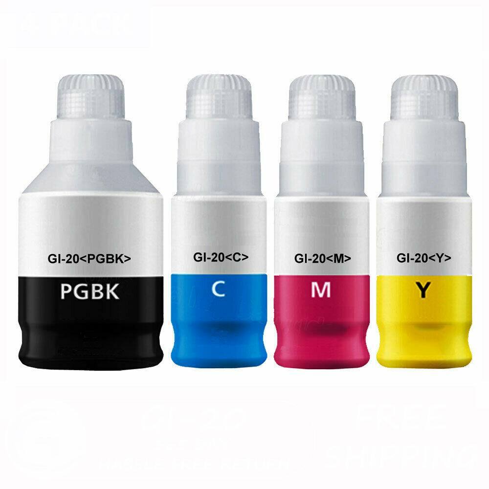 4P Comp GI-20 Black Cyan Magenta Yellow Ink Bottle For Canon Pixma G5020 G6020