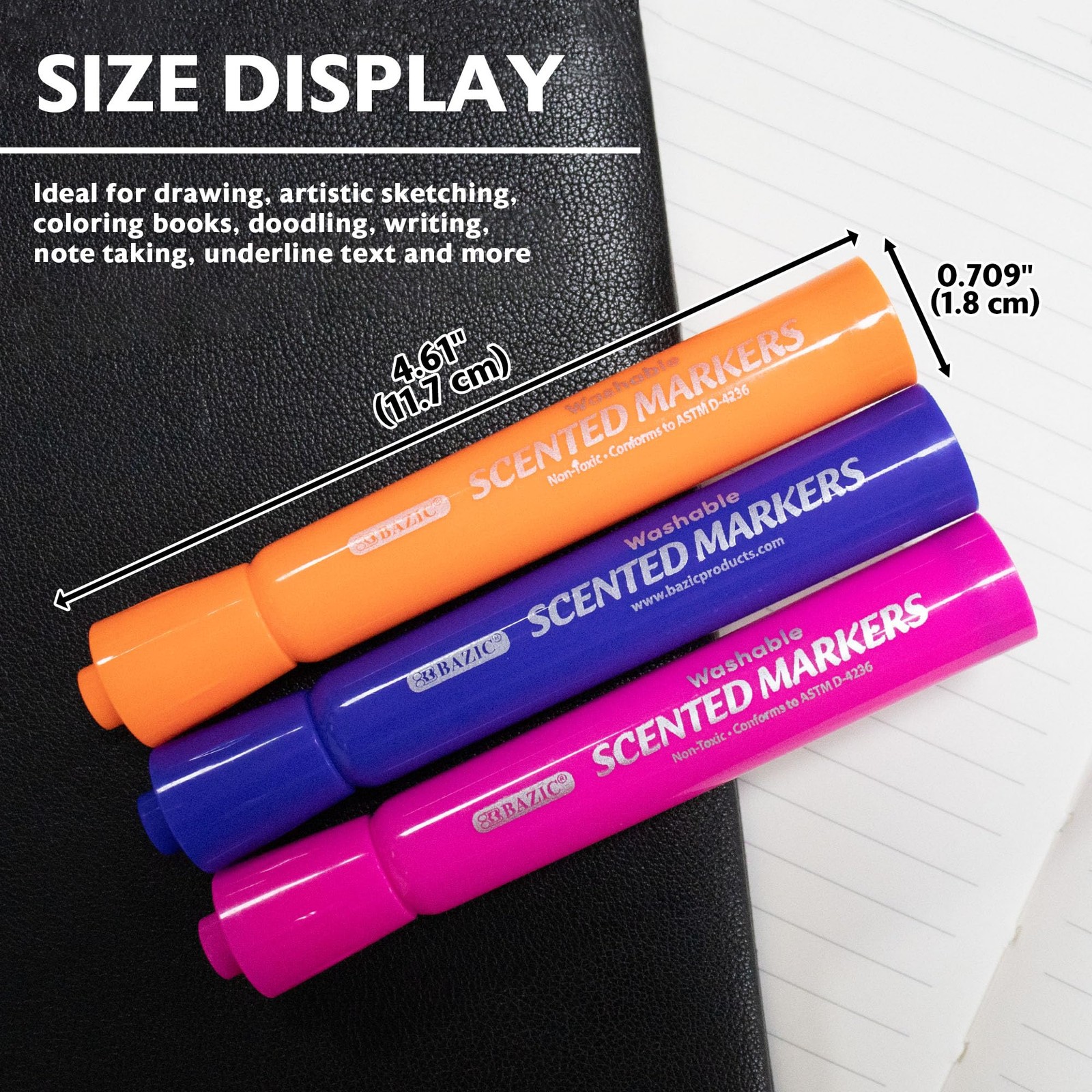 BAZIC Products Washable Fruit Scented Markers 1 Count (Pack of 1), 10-count