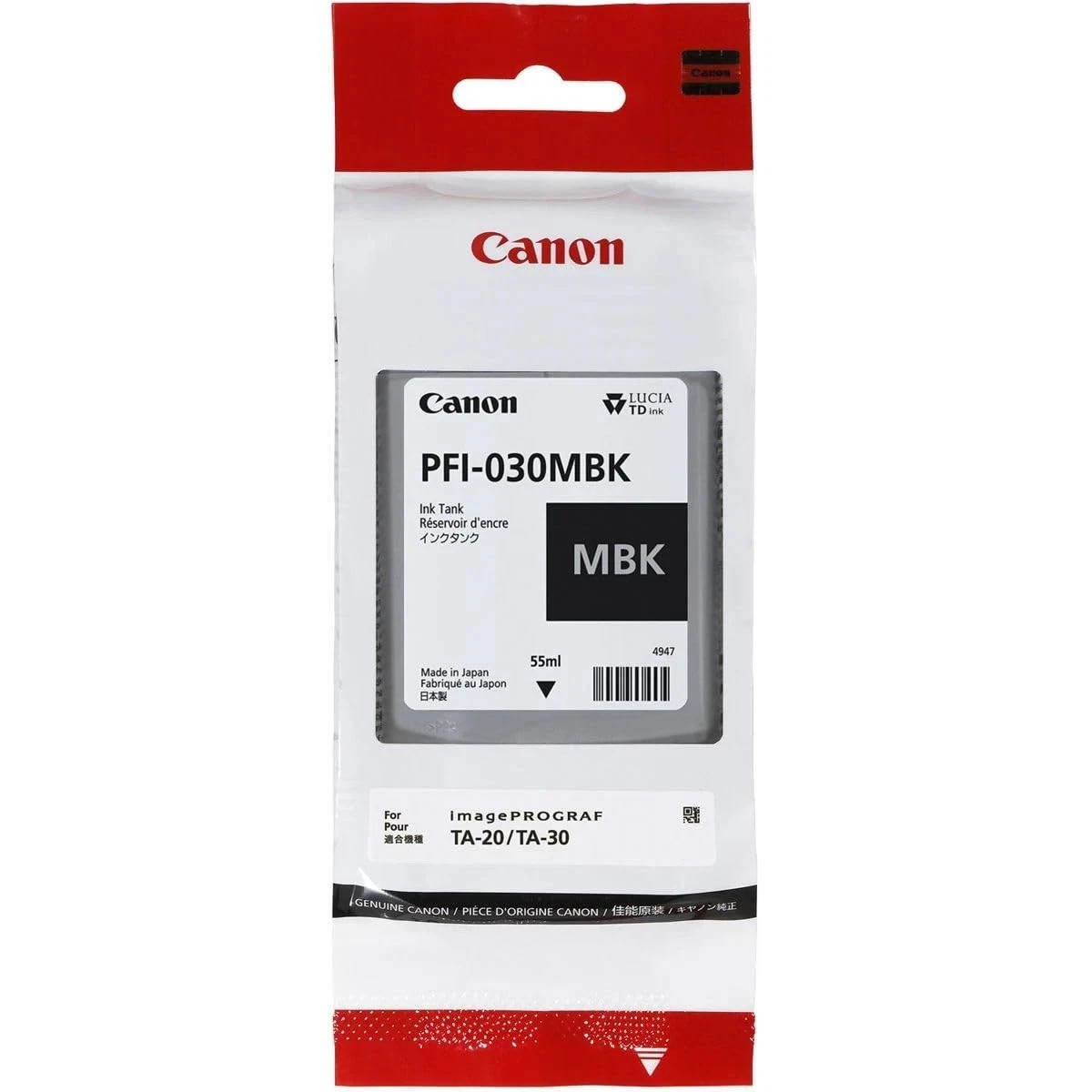 Canon PFI-030MBK Pigment Matte Black 55ml Ink Tank for imagePROGRAF TA-20 TA-30
