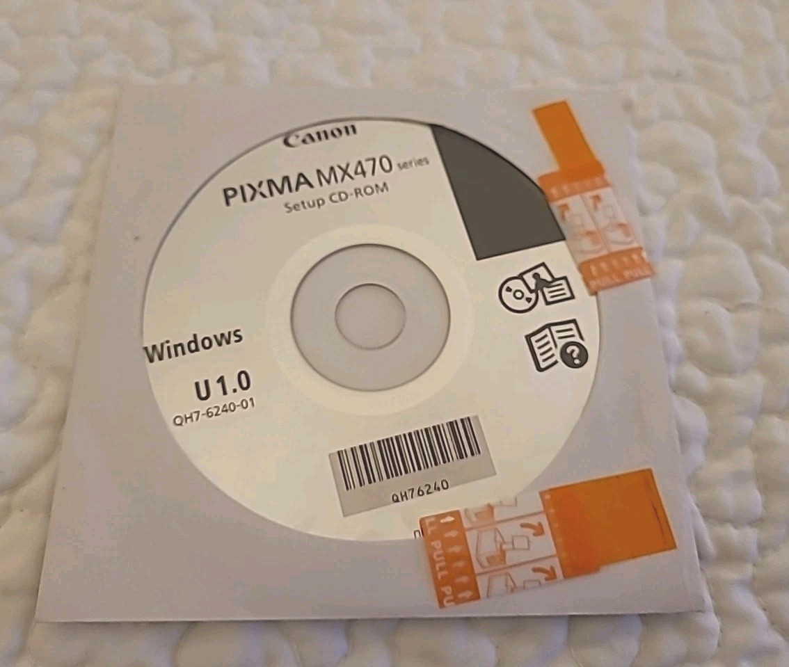 CANON Pixma MX470 Setup CD-ROM Windows U 1.0 QH7-6240-01 NEW Rare