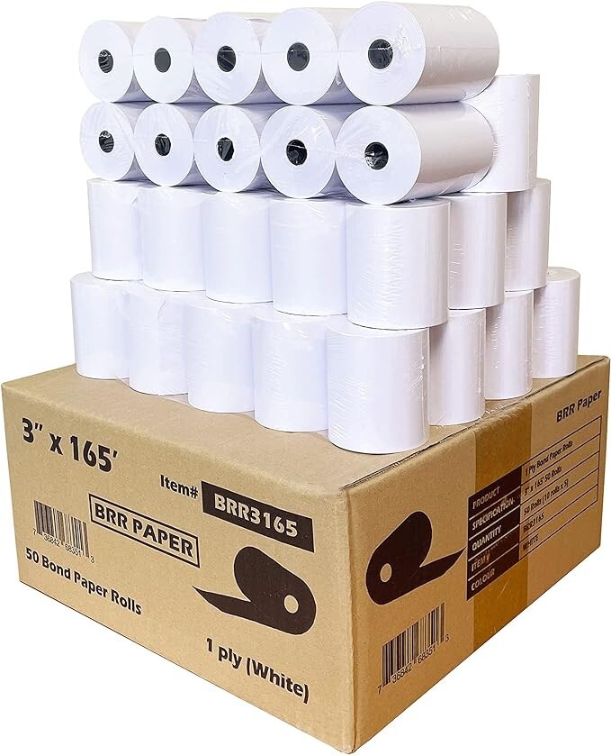Star SP700 Kitchen Printer Paper (50 Rolls) 3″ x 165′ 1 Ply Bond, POS Paper Roll