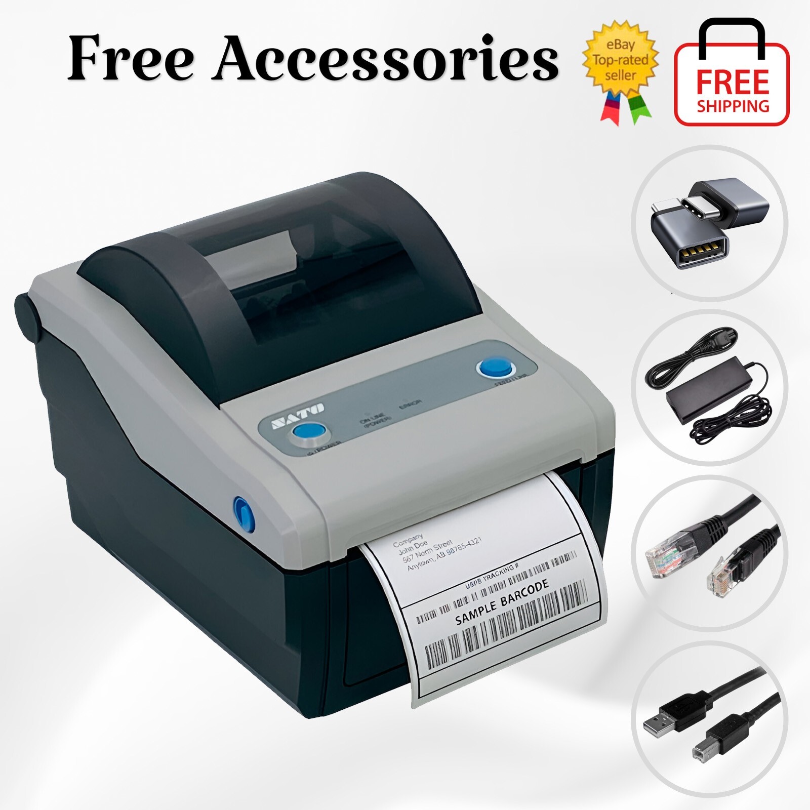 BUNDLE SATO CG412DT Direct Thermal 4×6 Label Printer 300 dpi Ethernet 🔥 USB-C