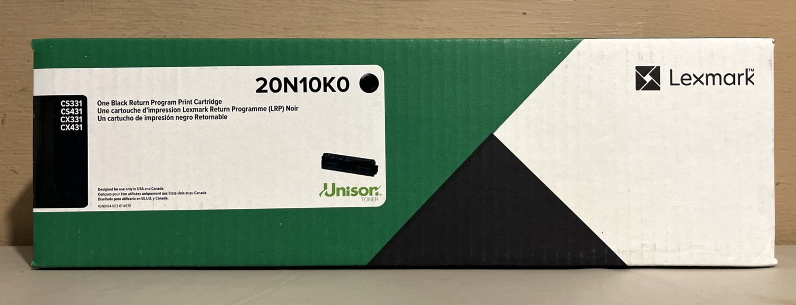 Genuine Lexmark 20N10K0 Black Toner Cartridge Standard VERY New Sealed Boxes