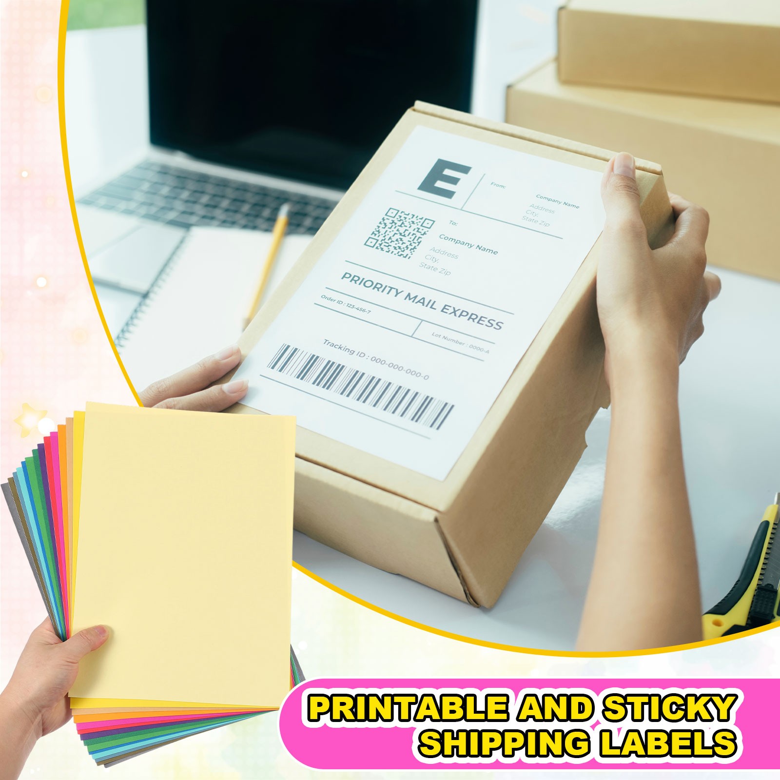 20Pcs Full Sheet Label Sticker Paper, A4 Shipping Labels, Green