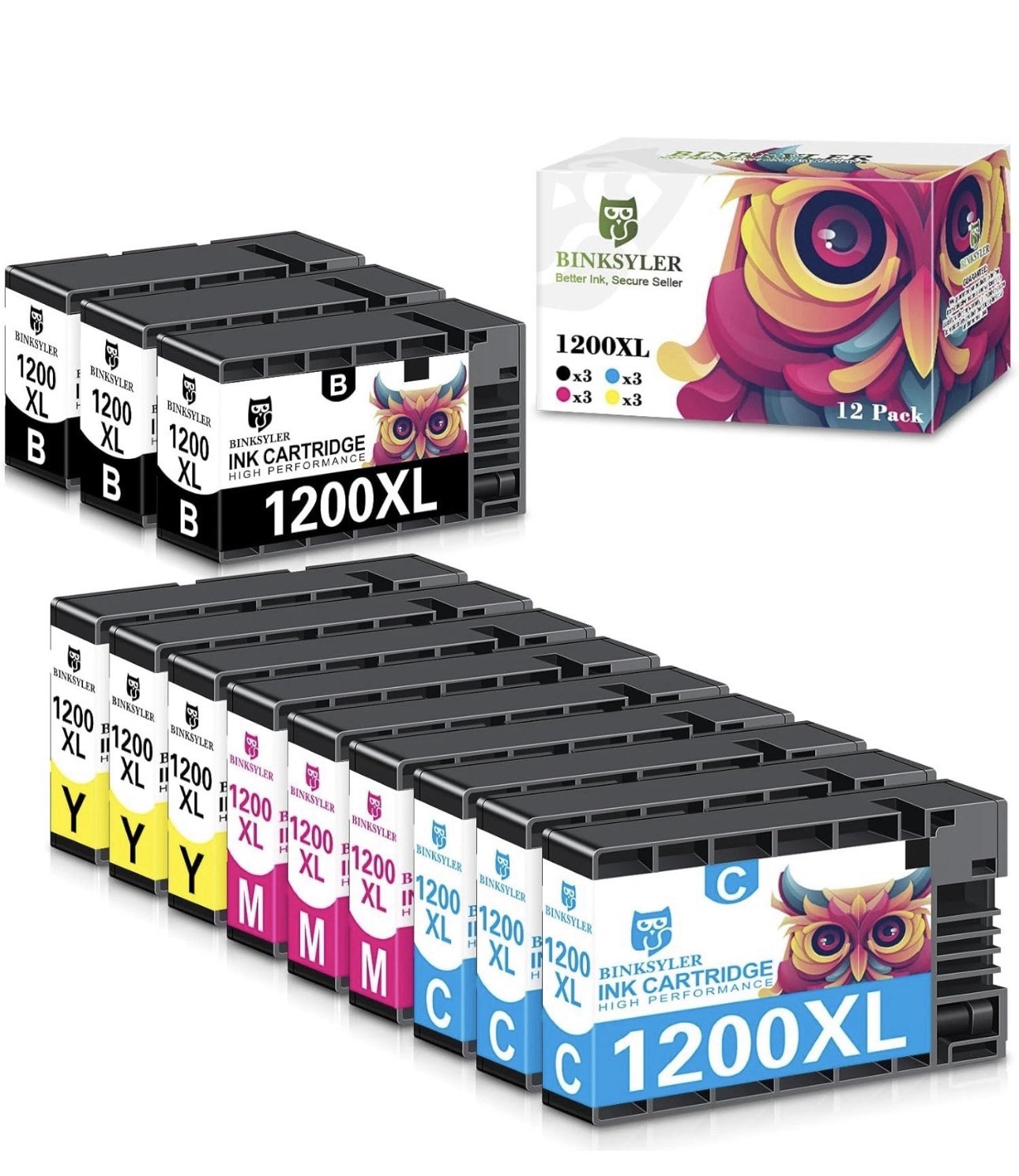 BINKSYLER 12-Pack Maxify 1200XL Ink Cartridges for Canon PGI-1200XL PGI-1200 XL